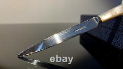 Couteau et fourchette à dessert en argent sterling anglais vintage en nacre 6 paires dans une boîte