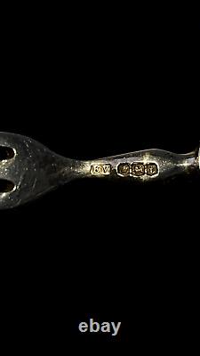 Couteau et fourchette à dessert en argent sterling anglais vintage en nacre 6 paires dans une boîte