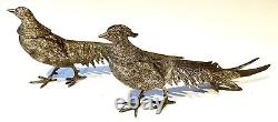 DEUX Pheasants en argent plaqué Vintage Hautement Détaillés