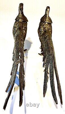 DEUX Pheasants en argent plaqué Vintage Hautement Détaillés