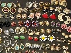 Énorme Clip De 173 Paires, Boucle D’oreille Percée Lot Vintage Silver Tone 4 Lbs