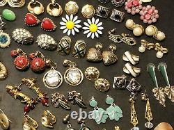 Énorme Clip De 173 Paires, Boucle D’oreille Percée Lot Vintage Silver Tone 4 Lbs