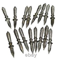 Ensemble de 16 porte-épis de maïs vintage en métal argenté breveté, 8 paires