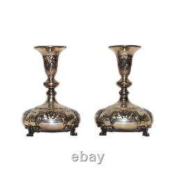 Ensemble de (2) porte-bougies en argent sterling vintage