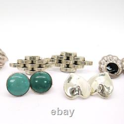 Ensemble de 7 paires de boucles d'oreilles vintage en argent sterling moderniste à vis et à clip.