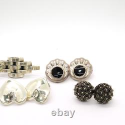 Ensemble de 7 paires de boucles d'oreilles vintage en argent sterling moderniste à vis et à clip.