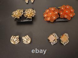 Ensemble vintage de 11 paires de boucles d'oreilles clip Coro et Vendome élégantes, toutes signées