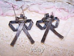 Ensemble vintage de 2 clips en argent sterling Napier pour robes ou fourrures, nœuds stylisés