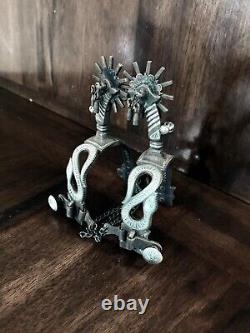 Éperons en serpent perforés en argent sterling vintage incrustés fait main, marqués du fabricant Egarcia