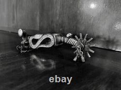Éperons en serpent perforés en argent sterling vintage incrustés fait main, marqués du fabricant Egarcia