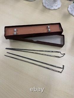 Exquisite Vintage Pair Japonese Sterling Silver Chopsticks Boxed 78,7 Gr
