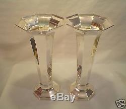 Fabuleuse Paire Vintage De Roseaux Et De Vases Sterling Art Deco 12.5 Trompette