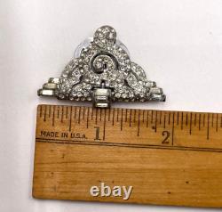 Faux Diamants Magnifiques Anciens Broche Paire de Clips de Robe Art Déco d'Origine Vintage en Pâte
