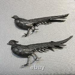 Figurines de faisan vintage MADE IN ITALY Paire en plaqué argent Mâle Femelle Italien