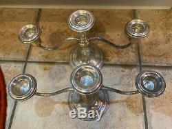 Frank Whiting En Argent Sterling 238 Set Paire 3 Bougie Candleabra Vintage Weighted