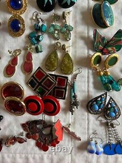 GRAND LOT de 150+ PAIRES DE BOUCLES D'OREILLES VINTAGE/ACTUELLES PORTABLES À REVENDRE DE NOMBREUX STYLES/COULEURS