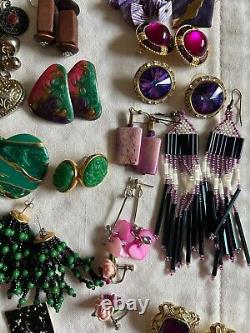 GRAND LOT de 150+ PAIRES DE BOUCLES D'OREILLES VINTAGE/ACTUELLES PORTABLES À REVENDRE DE NOMBREUX STYLES/COULEURS