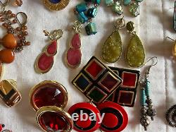 GRAND LOT de 150+ PAIRES DE BOUCLES D'OREILLES VINTAGE/ACTUELLES PORTABLES À REVENDRE DE NOMBREUX STYLES/COULEURS
