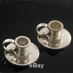 Georg Jensen Une Paire De Bougeoirs En Argent # 668 A Vintage