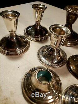 Grand Terrain Sterling Candlesticks- 6 Pairs- Très Bon État De Forces Lourdes-vintage