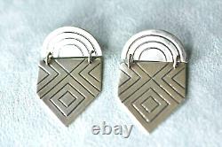 Grande paire de boucles d'oreilles modernistes à charnières en argent sterling JAMES AVERY vintage retiré.
