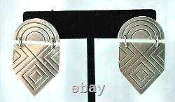 Grande paire de boucles d'oreilles modernistes à charnières en argent sterling JAMES AVERY vintage retiré.