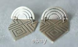 Grande paire de boucles d'oreilles modernistes à charnières en argent sterling JAMES AVERY vintage retiré.