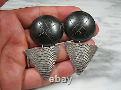 Grandes boucles d'oreilles vintage en argent sterling en métaux mixtes post-modernes faites en studio.