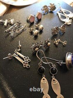 Job Lot Vintage Jewellery 925 Boucles D’oreilles En Argent Sterling X16 Paires Nice Lot
