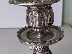 Joli ensemble de candélabres en céramique argentée antique / vintage - 7 1/4 pouces