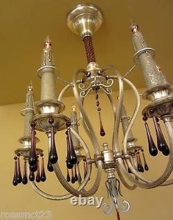 L'éclairage Vintage Paire Assortie Extraordinaires Chandeliers En Argent 1920