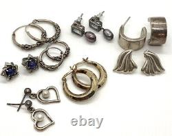 Lot 8 Paire de boucles d'oreilles en argent sterling avec topaze $12 la paire 19.6g Bijoux vintage