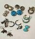 Lot De 11 Boucles D'oreilles En Turquoise Hopi Zuni Navajo Du Mexique En Argent Sterling 925 De Style Rétro Vintage