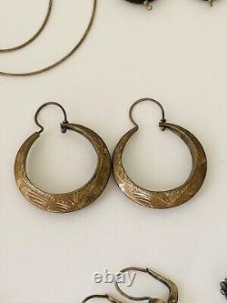 Lot de 21 paires de boucles d'oreilles pendantes en argent sterling vintage avec péridot et améthyste