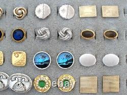 Lot de 30 paires de boutons de manchette de style vintage à moderne Krementz Swank en ton argent et or 925.