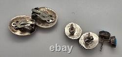 Lot de 3 paires de boucles d'oreilles vintage en argent sterling et turquoise amérindiennes