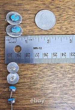 Lot de 3 paires de boucles d'oreilles vintage en argent sterling et turquoise amérindiennes