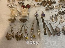 Lot de 50 paires de boucles d'oreilles en argent sterling vintage