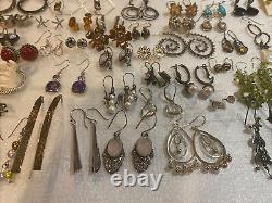 Lot de 50 paires de boucles d'oreilles en argent sterling vintage