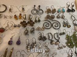 Lot de 50 paires de boucles d'oreilles en argent sterling vintage