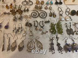 Lot de 50 paires de boucles d'oreilles en argent sterling vintage