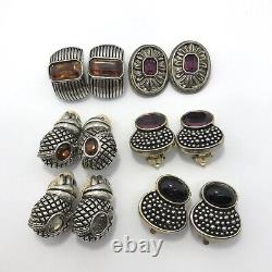 Lot de 6 paires de boucles d'oreilles clip-on vintage en argent et or avec différents designs