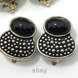 Lot de 6 paires de boucles d'oreilles clip-on vintage en argent et or avec différents designs