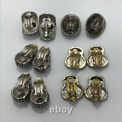 Lot de 6 paires de boucles d'oreilles clip-on vintage en argent et or avec différents designs