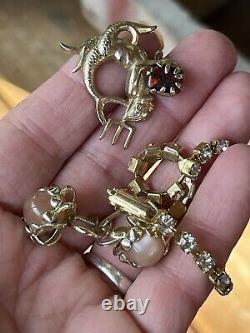 Lot de bijoux vintage Boucles d'oreilles à clip en strass Bracelet Émail? 16 pièces