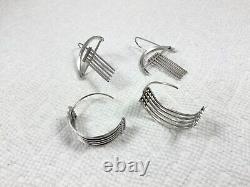 Lot de boucles d'oreilles modernistes vintage en argent sterling, or 14 carats, plaqué or, émail