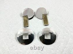 Lot de boucles d'oreilles modernistes vintage en argent sterling, or 14 carats, plaqué or, émail