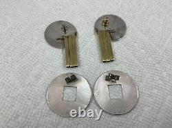 Lot de boucles d'oreilles modernistes vintage en argent sterling, or 14 carats, plaqué or, émail