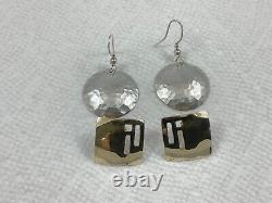 Lot de boucles d'oreilles modernistes vintage en argent sterling, or 14 carats, plaqué or, émail