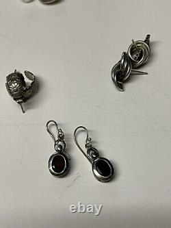 Lot de boucles d'oreilles vintage en argent sterling 925 - 41 paires - 108 grammes de bijoux